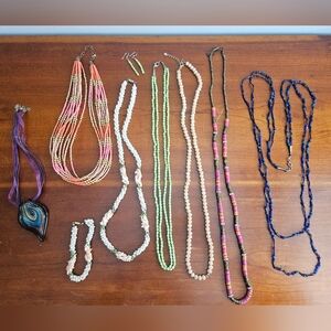 9 Piece Beaded Necklace Bundle, Jewelry Set